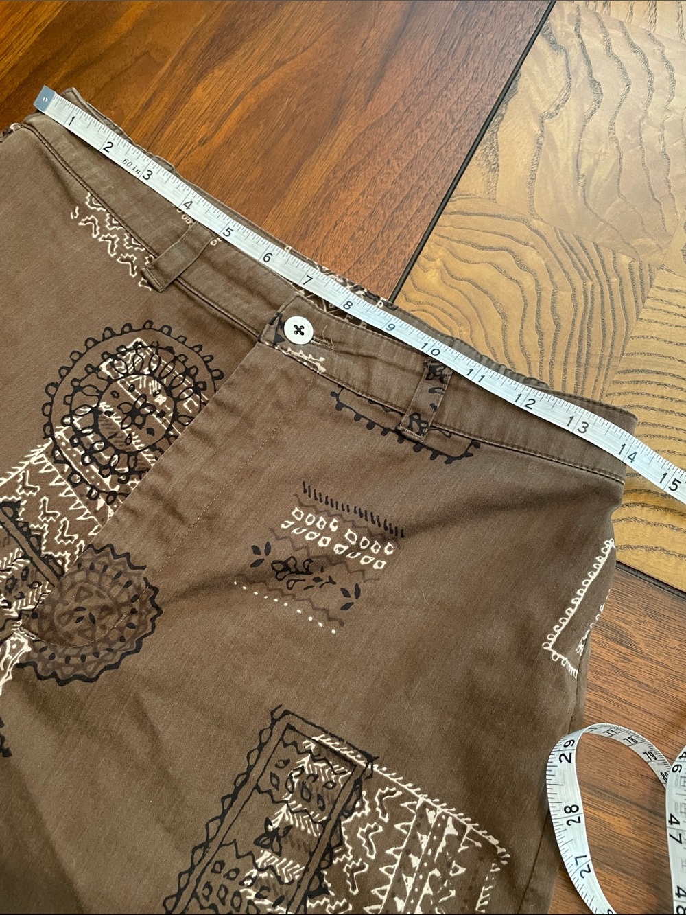 Chico's Design Brown Patterned Cropped Pants C37 - Picture 9 of 13